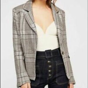 NWT Free People Chess Tweed Linen Blazer